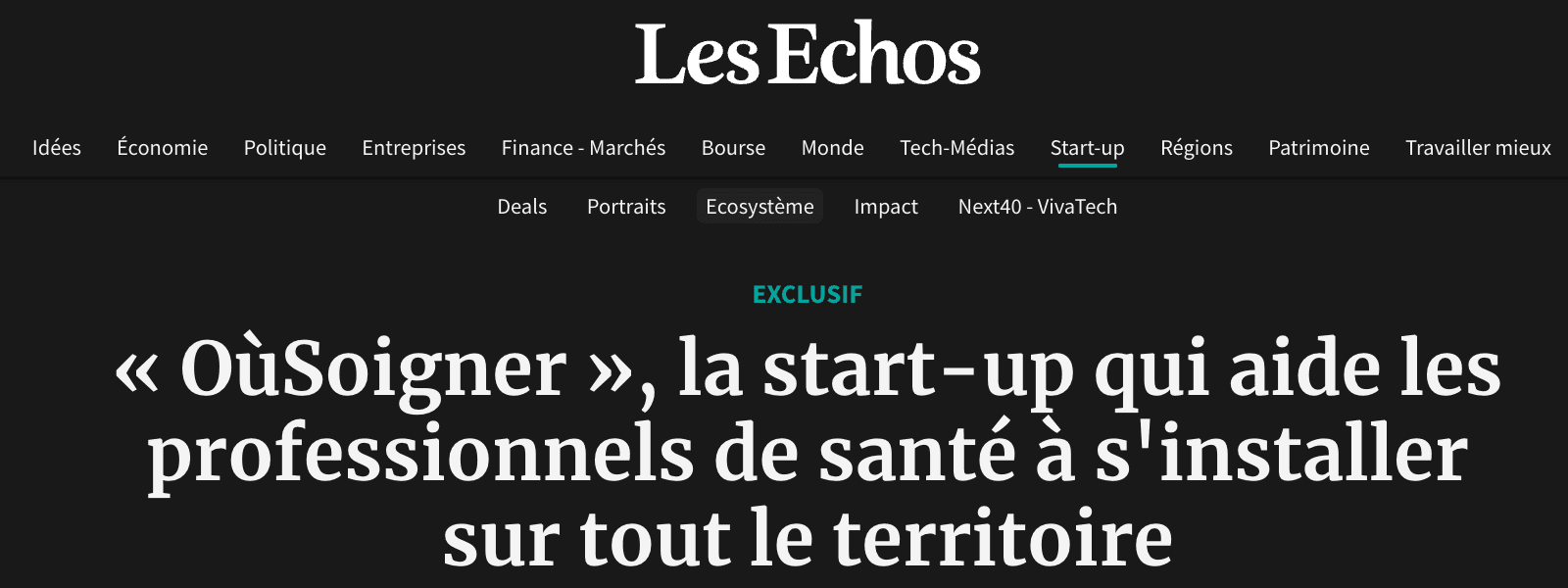 Article de presse sur le site Les Echos