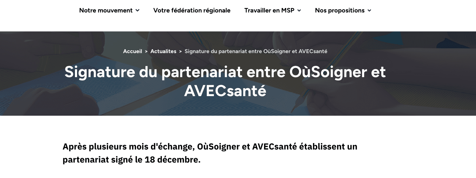 Article sur le site AVECSanté
